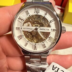 Invicta Objet D Art Men’s Automatic Watch W/ Skeleton Dial- 40mm, Silver